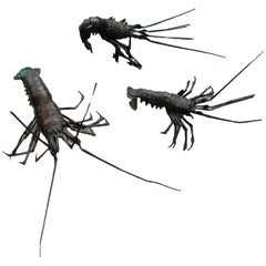 (4) 19th Century Fully Articulated  Japanese Copper Crayfish