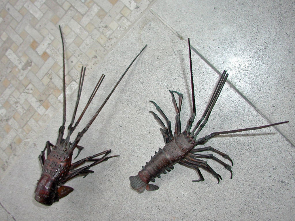 (4) 19th Century Fully Articulated  Japanese Copper Crayfish 1