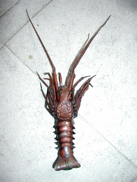 (4) 19th Century Fully Articulated  Japanese Copper Crayfish 2