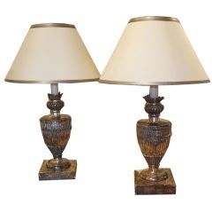 Pair of Late 19th Century  Baltic Silverleaf Pricket Lamps