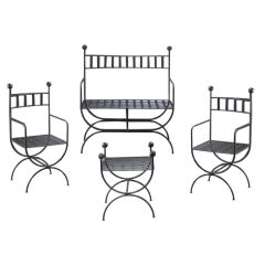 NEOCLASSICAL STYLE PAINTED STEEL GARDEN FURNITURE- 20 pcs avail