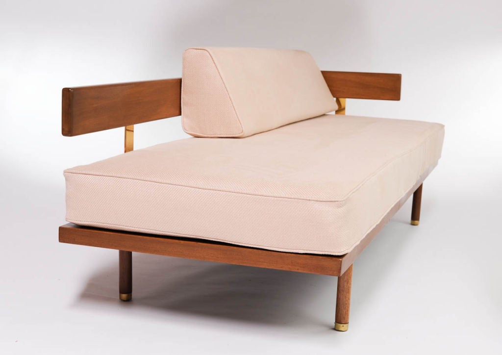 American Harvey Probber Walnut and Brass Daybed 1957