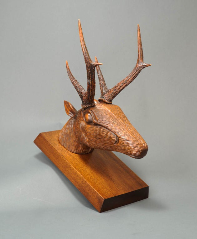 A Trio Of Arthur Court Black Forrest Mahogany Deer Busts