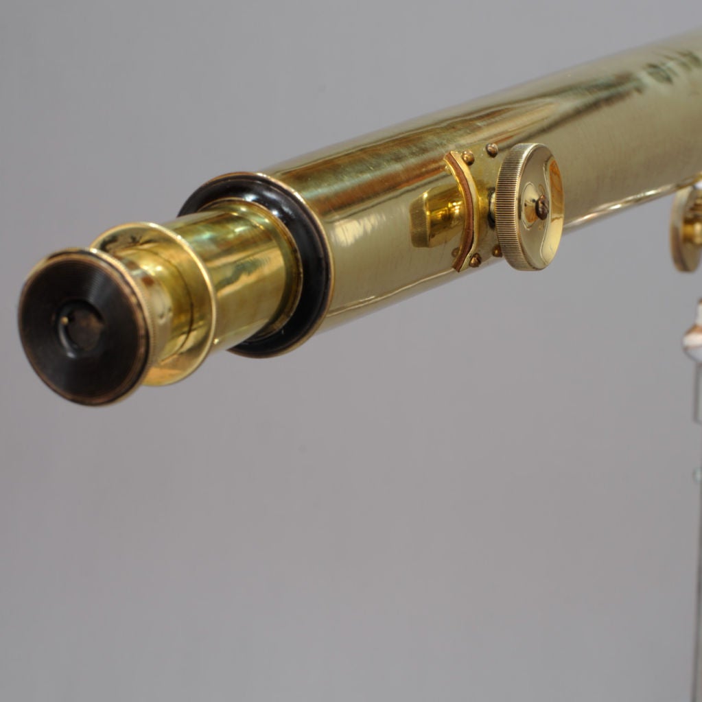 Brass British Naval Telescope Mounted on  Aluminum Samson Tripod 7