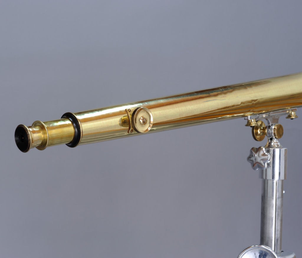 Brass British Naval Telescope Mounted on  Aluminum Samson Tripod 1