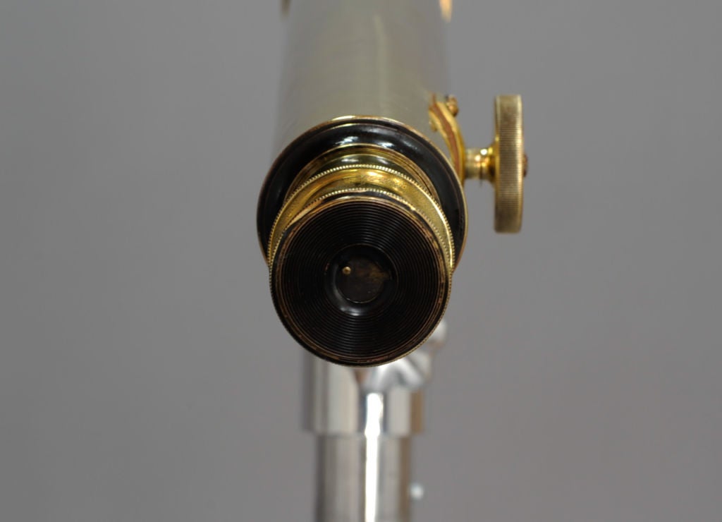 Brass British Naval Telescope Mounted on  Aluminum Samson Tripod 2