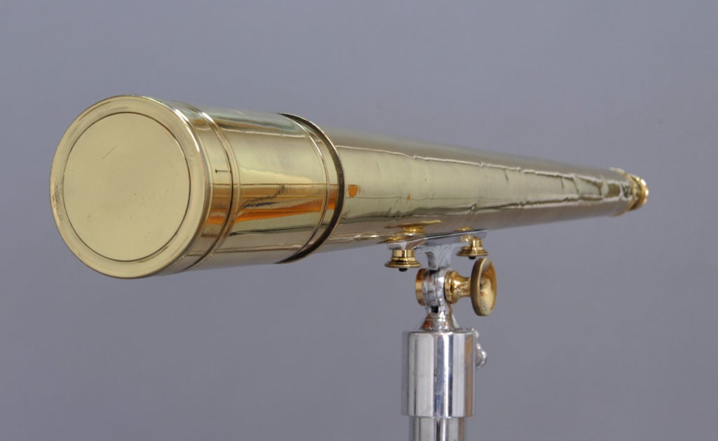 Brass British Naval Telescope Mounted on  Aluminum Samson Tripod 3