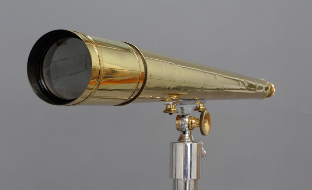 Brass British Naval Telescope Mounted on  Aluminum Samson Tripod 4