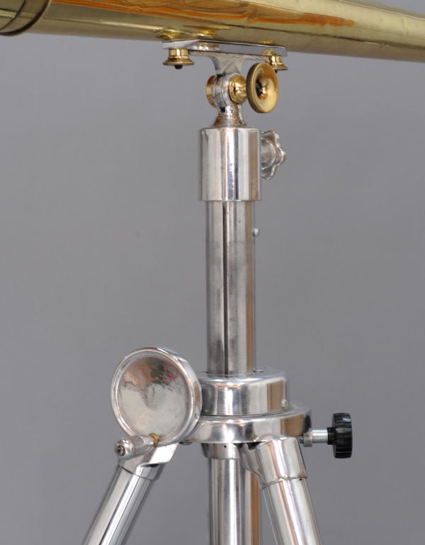 Brass British Naval Telescope Mounted on  Aluminum Samson Tripod 5