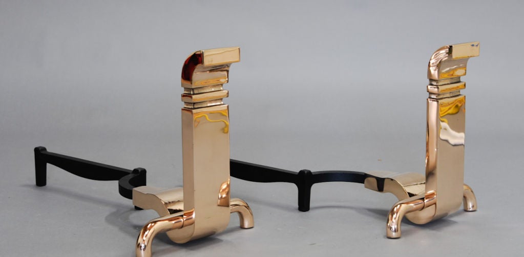Mid-20th Century Wah Chang's Modernist Bronze Andirons