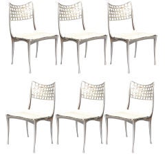 A Set of Six Aluminum Gazelle Chairs after Dan Johnson
