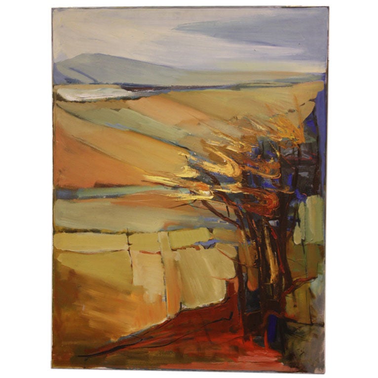 1970's Martha Nix Abstract Landscape Oil Painting
