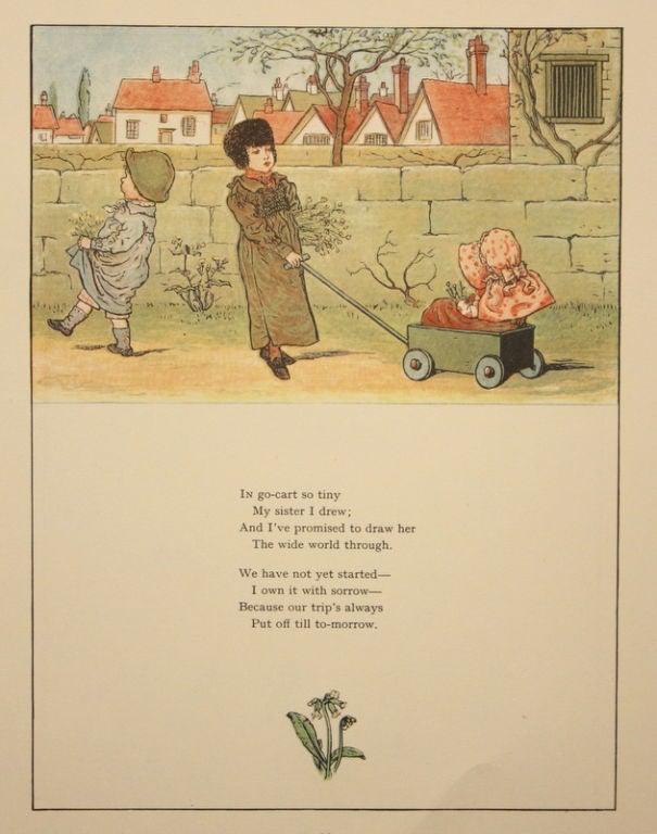 Paper Six Framed Antique Kate Greenaway Prints, English, circa 1920 For Sale