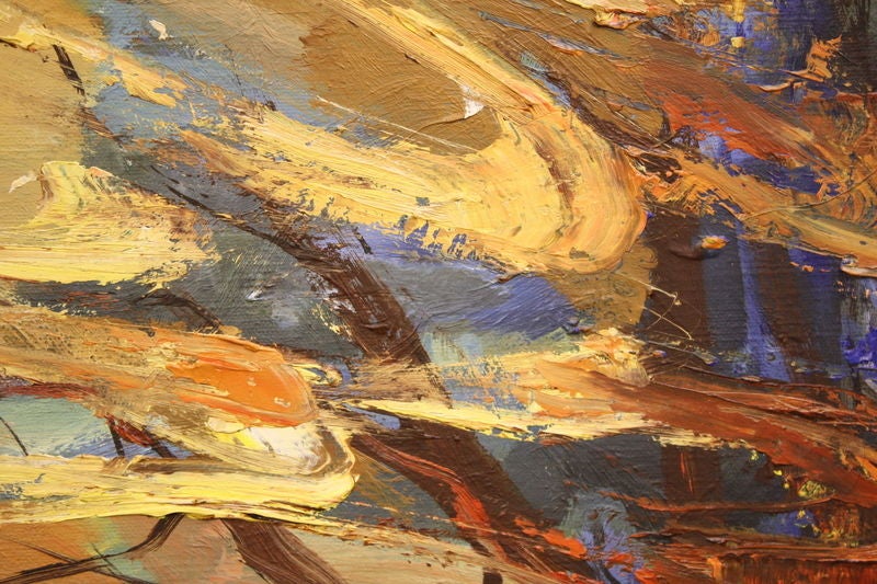 American 1970's Martha Nix Abstract Landscape Oil Painting