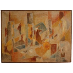 1952 Marion Greenstone Abstract, Gouache on Linen Canvas