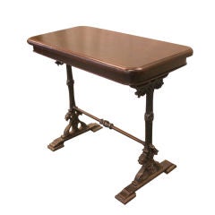 Period Regency Cast Iron Base Side Table, Mahogany Top