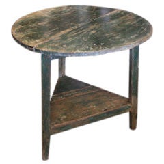 Antique Early Welsh Green Paint Cricket Table