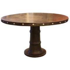 50" Diameter Industrial Steel Riveted Round French  Dining Table