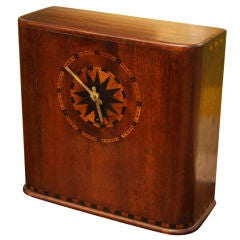 Marquetry Inlaid Art Deco Mahogany Clock