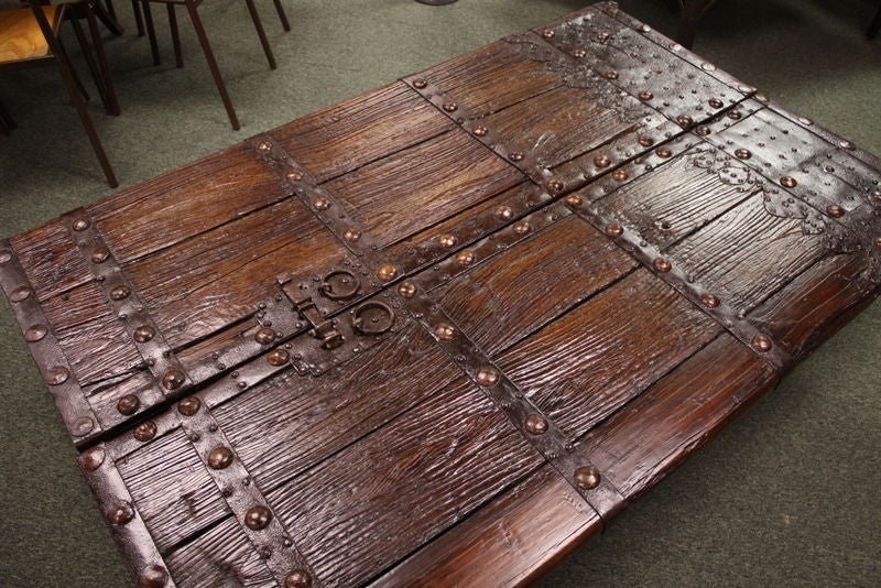 19th Century Large, Low Antique Chinese Door Coffee Table