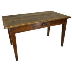 Antique French Walnut Writing Table, One Drawer