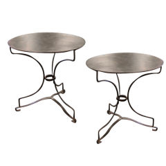 PAIR of Round French Vintage Steel Tables