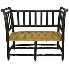 Small Antique French Black Bench