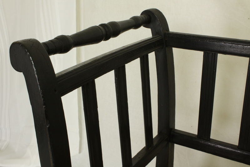 19th Century Small Antique French Black Bench