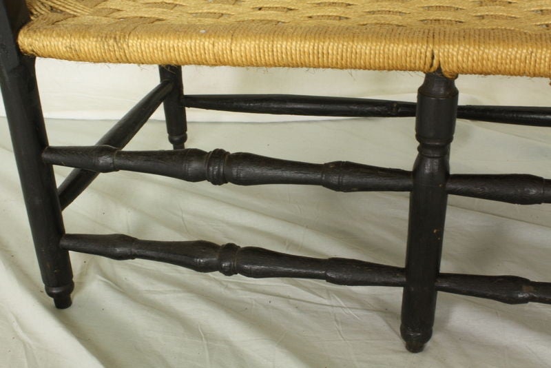 Wood Small Antique French Black Bench