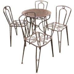 Table and Four Chair Vintage English Steel Garden Set