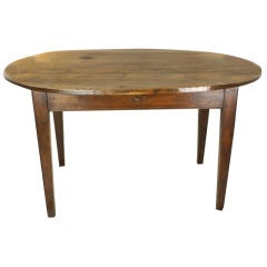 Antique French Pine Oval One-drawer  Breakfast Table