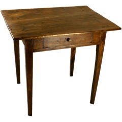 Antique French Chestnut End Table, One Drawer