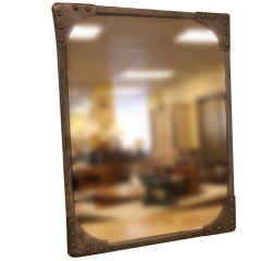 French Riveted Steel-Framed Mirror