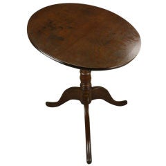 Antique Period Oak Tilt Top Side Table, Tripod Base