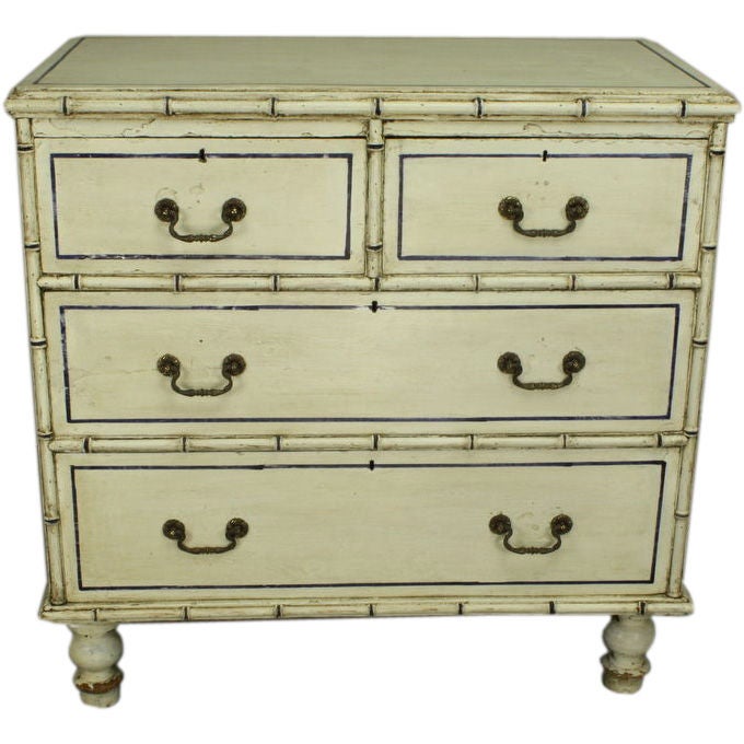 Small Antique Faux Bamboo Painted Chest