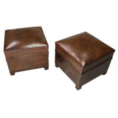 Vintage Leather Pouffes