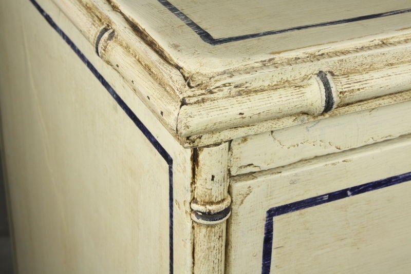 English Small Antique Faux Bamboo Painted Chest