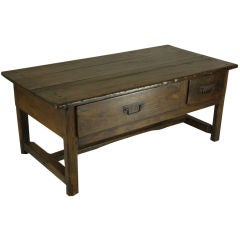 Chunky French Chestnut Stretcher-Base Coffee Table
