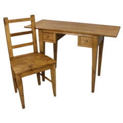 Charming Antique English Pine Desk and Chair