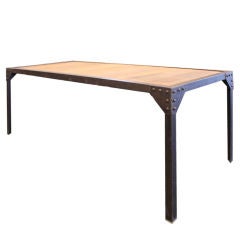 French Industrial Steel  Dining Table