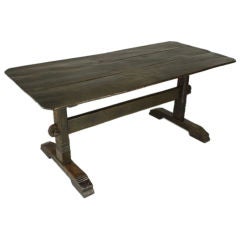 Antique Period Planked Oak Trestle Table