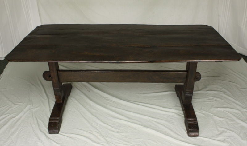 Period Planked Oak Trestle Table