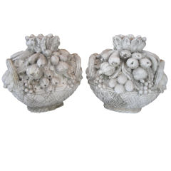 Pair of Large Cast Stone Fruit Baskets