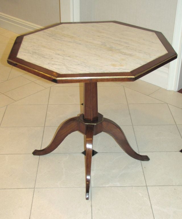 Octagonal Marble Top / Brass trim Continental Table