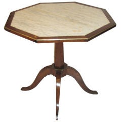 Octagonal Marble Top / Brass trim Continental Table