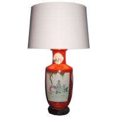 CHINESE LAMP WITH ORANGE GROUND