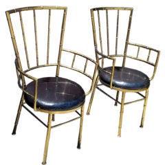 Pair of Hollywood Regency Faux Bamboo Armchairs
