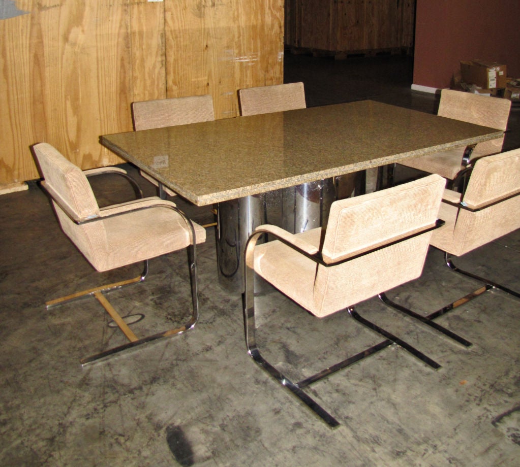 Chrome Base Dining Table with Granite Top at 1stDibs