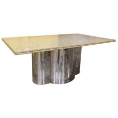 Chrome Base Dining Table with Granite Top