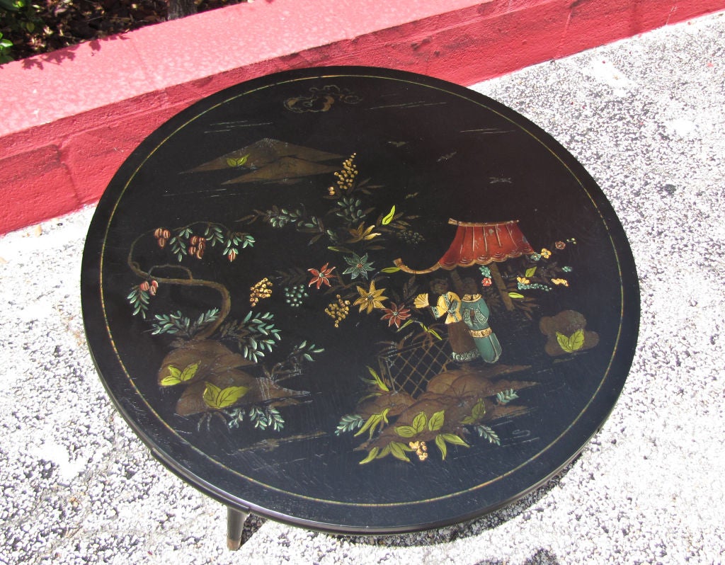 Chinese Modern Round Lacquered Coffee Table 1